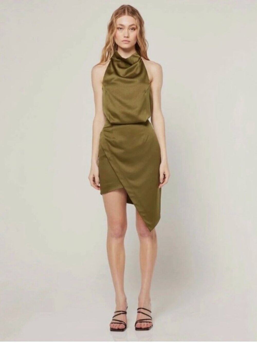 Elliatt 'Camo' Asymmetric Satin Halter Dress